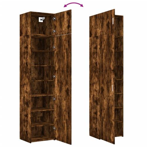 Skab 50x42,5x225 cm smalt konstrueret træ røget egetræsfarve