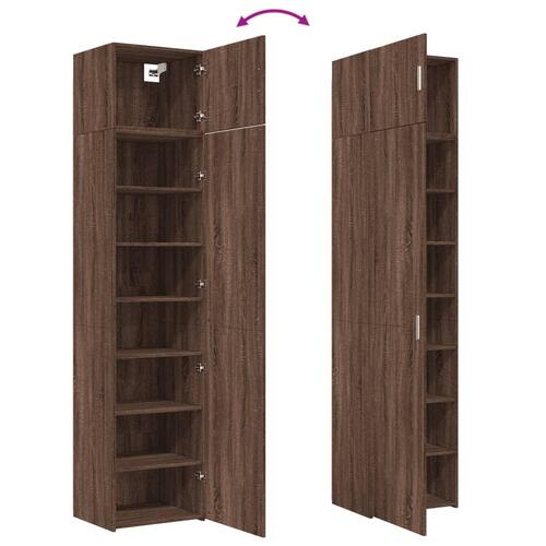 Skab 50x42,5x225 cm smalt konstrueret træ brun egetræsfarve