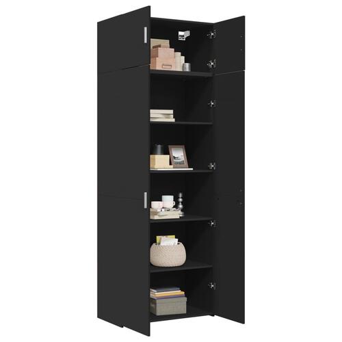 Opbevaringsskab 80x42,5x225 cm konstrueret træ sort