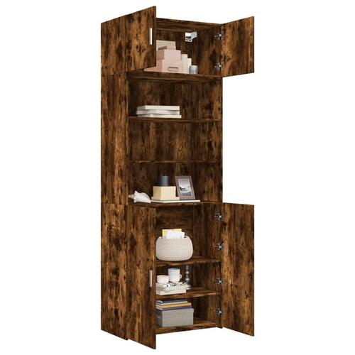 Skab 80x42,5x225 cm konstrueret træ røget egetræsfarve
