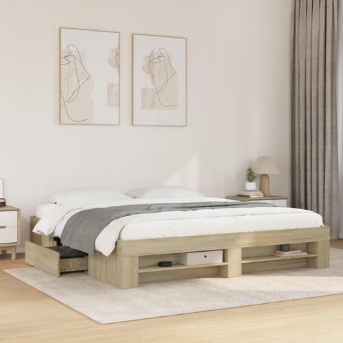 Sengestel uden madras 180x200 cm konstrueret træ sonoma-eg