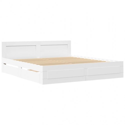 Sengeramme med hovedgærde uden madras Hvid 200x200 cm