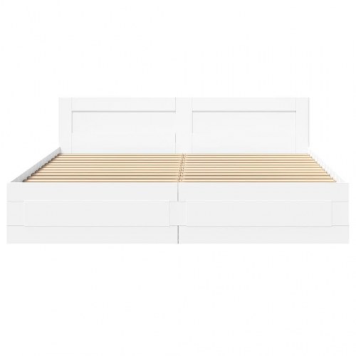 Sengeramme med hovedgærde uden madras Hvid 200x200 cm