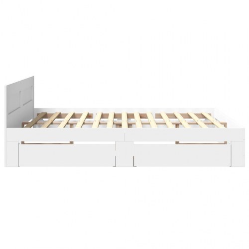 Sengeramme med hovedgærde uden madras Hvid 200x200 cm