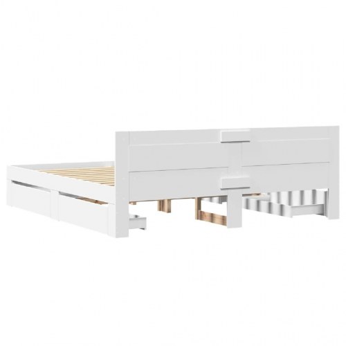 Sengeramme med hovedgærde uden madras Hvid 200x200 cm