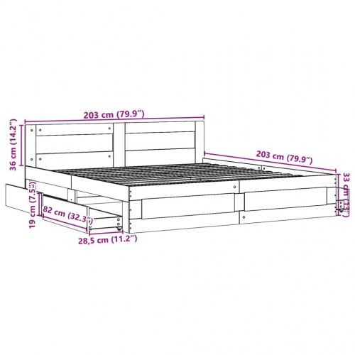 Sengeramme med hovedgærde uden madras Hvid 200x200 cm