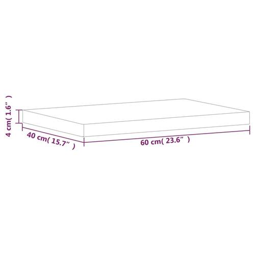 Bordplade 60x40x4 cm rektangulær massivt bøgetræ