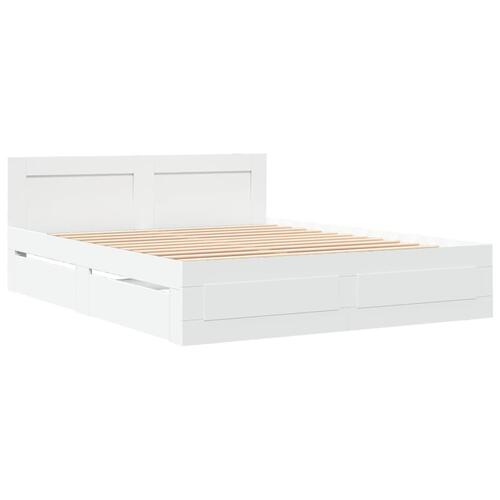 Sengeramme med hovedgærde uden madras Hvid 160x200 cm