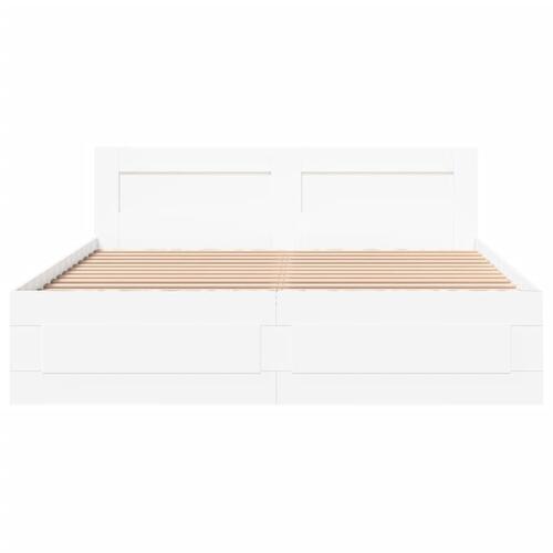 Sengeramme med hovedgærde uden madras Hvid 160x200 cm