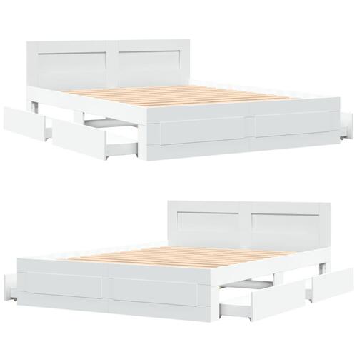 Sengeramme med hovedgærde uden madras Hvid 160x200 cm
