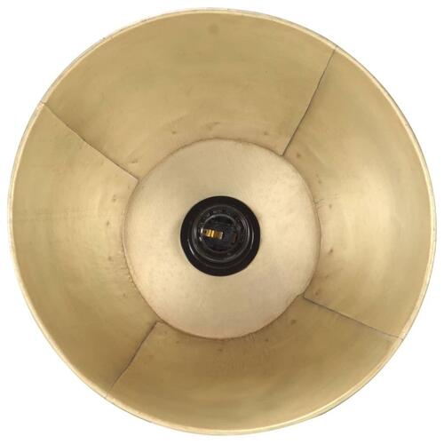 Gulvlampe E27 massivt mangotræ messingfarvet