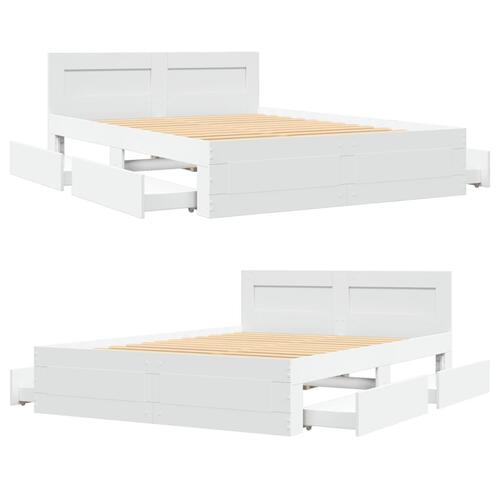 Sengeramme med hovedgærde uden madras Hvid 120x200 cm