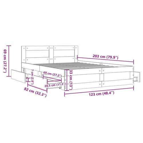 Sengeramme med hovedgærde uden madras Hvid 120x200 cm