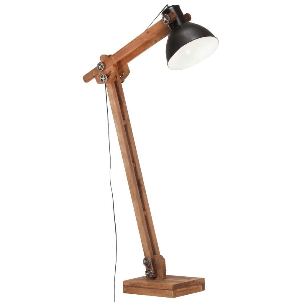 Gulvlampe E27 massivt mangotræ sort
