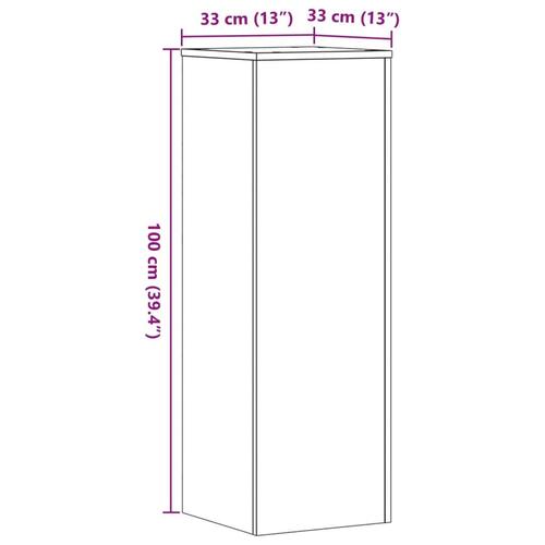 Plantestativ 33x33x100 cm konstrueret træ brun egetræsfarve