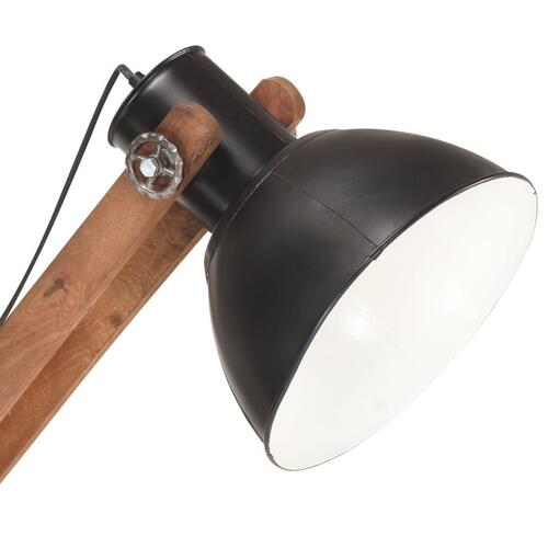 Gulvlampe E27 massivt mangotræ sort