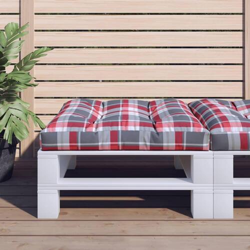 Pallehynde 70x70x12 cm stof rødternet