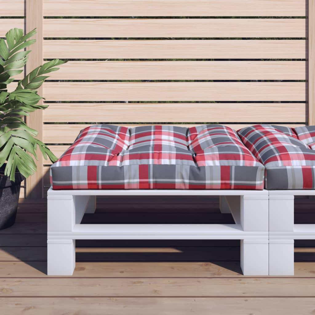 Pallehynde 70x70x12 cm stof rødternet