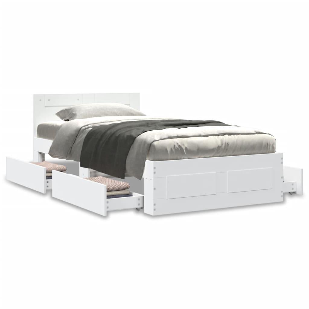 Sengeramme med hovedgærde uden madras Hvid 100x200 cm billede