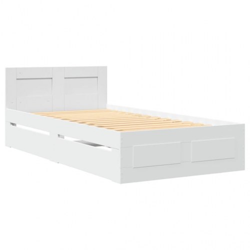 Sengeramme med hovedgærde og skuffer 100 x 200 cm - hvid