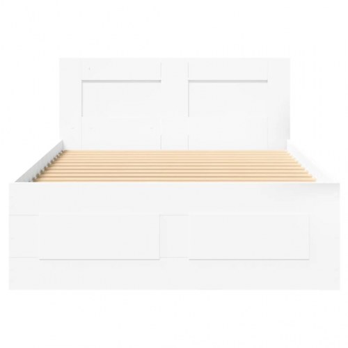 Sengeramme med hovedgærde og skuffer 100 x 200 cm - hvid