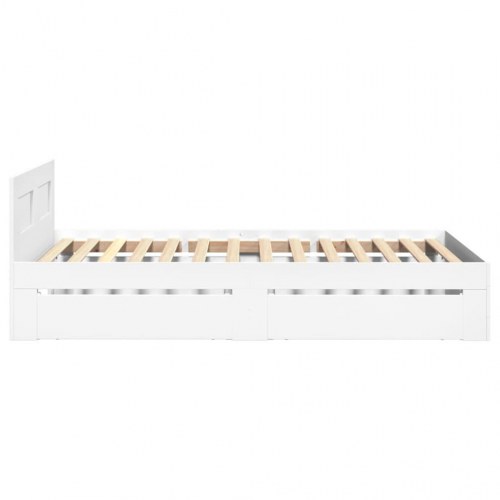 Sengeramme med hovedgærde og skuffer 100 x 200 cm - hvid