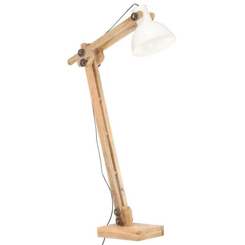 Gulvlampe E27 massivt mangotræ hvid