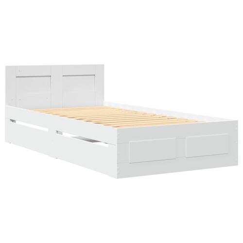 Sengeramme med sengegavl 90x200 cm konstrueret træ hvid