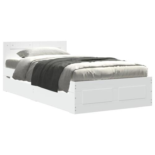 Sengeramme med sengegavl 90x200 cm konstrueret træ hvid