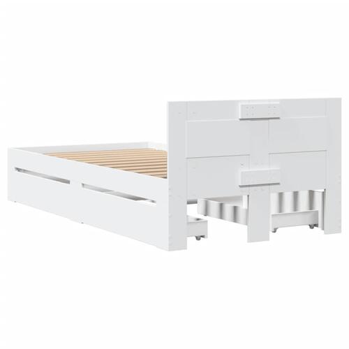 Sengeramme med sengegavl 90x200 cm konstrueret træ hvid