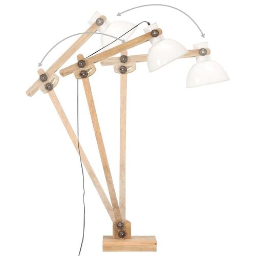 Gulvlampe E27 massivt mangotræ hvid