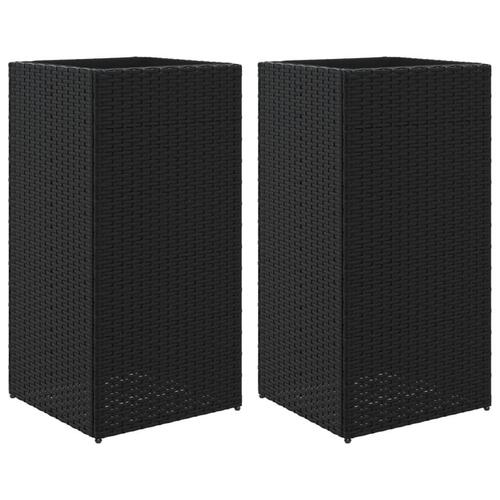 Plantekasser 2 stk. 40x40x60 cm polyrattan sort