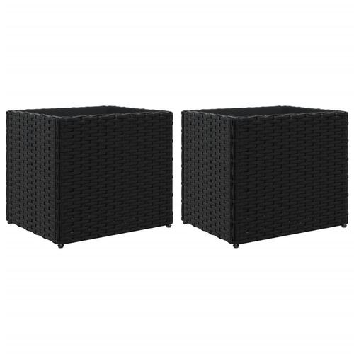 Plantekasser 2 stk. 36x30x32 cm polyrattan sort