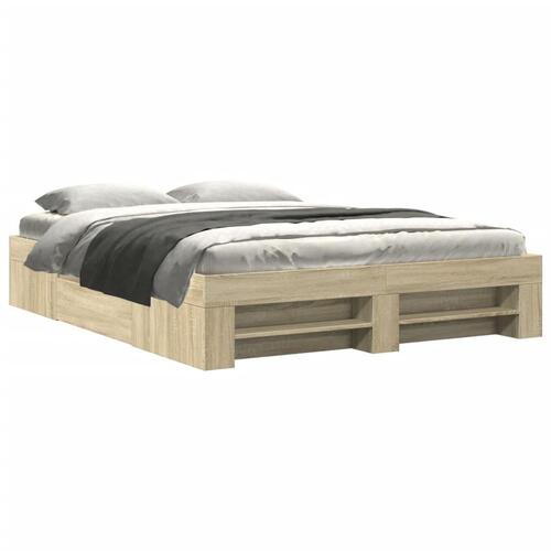 Sengeramme 160x200 cm uden madras konstrueret træ sonoma-eg