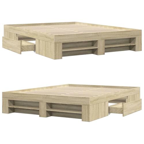 Sengeramme 160x200 cm uden madras konstrueret træ sonoma-eg