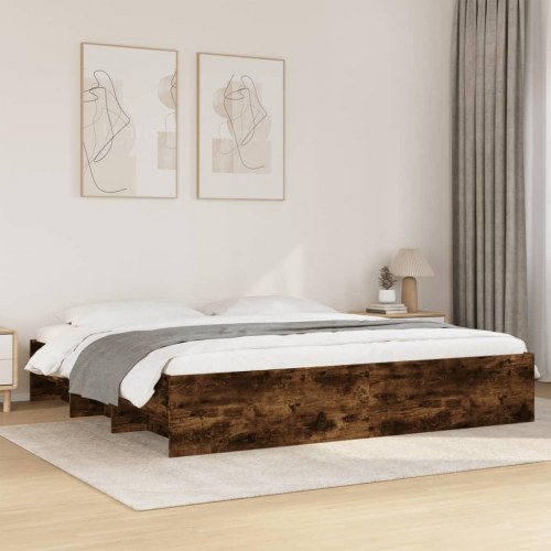 Sengeramme uden madras 200x200 cm konstrueret træ røget eg