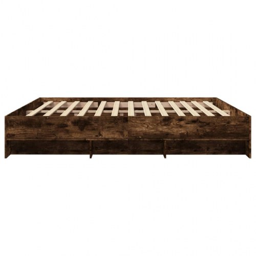 Sengeramme uden madras 200x200 cm konstrueret træ røget eg