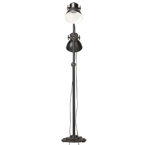 Gulvlampe med 2 lampeskærme E27 støbejern sort