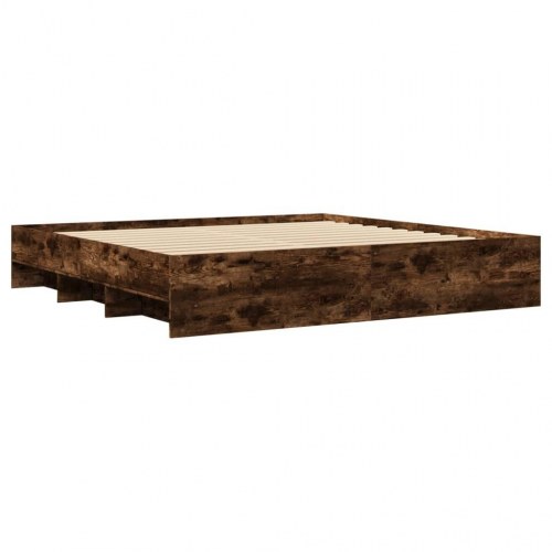 Sengeramme uden madras 200x200 cm konstrueret træ røget eg