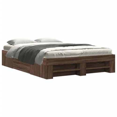 Sengeramme 120x200 cm uden madras konstrueret træ brunt eg