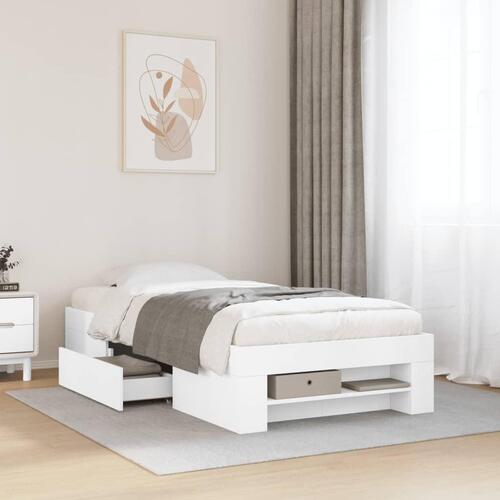 Sengeramme 90x190 cm konstrueret træ hvid