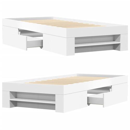 Sengeramme 90x190 cm konstrueret træ hvid