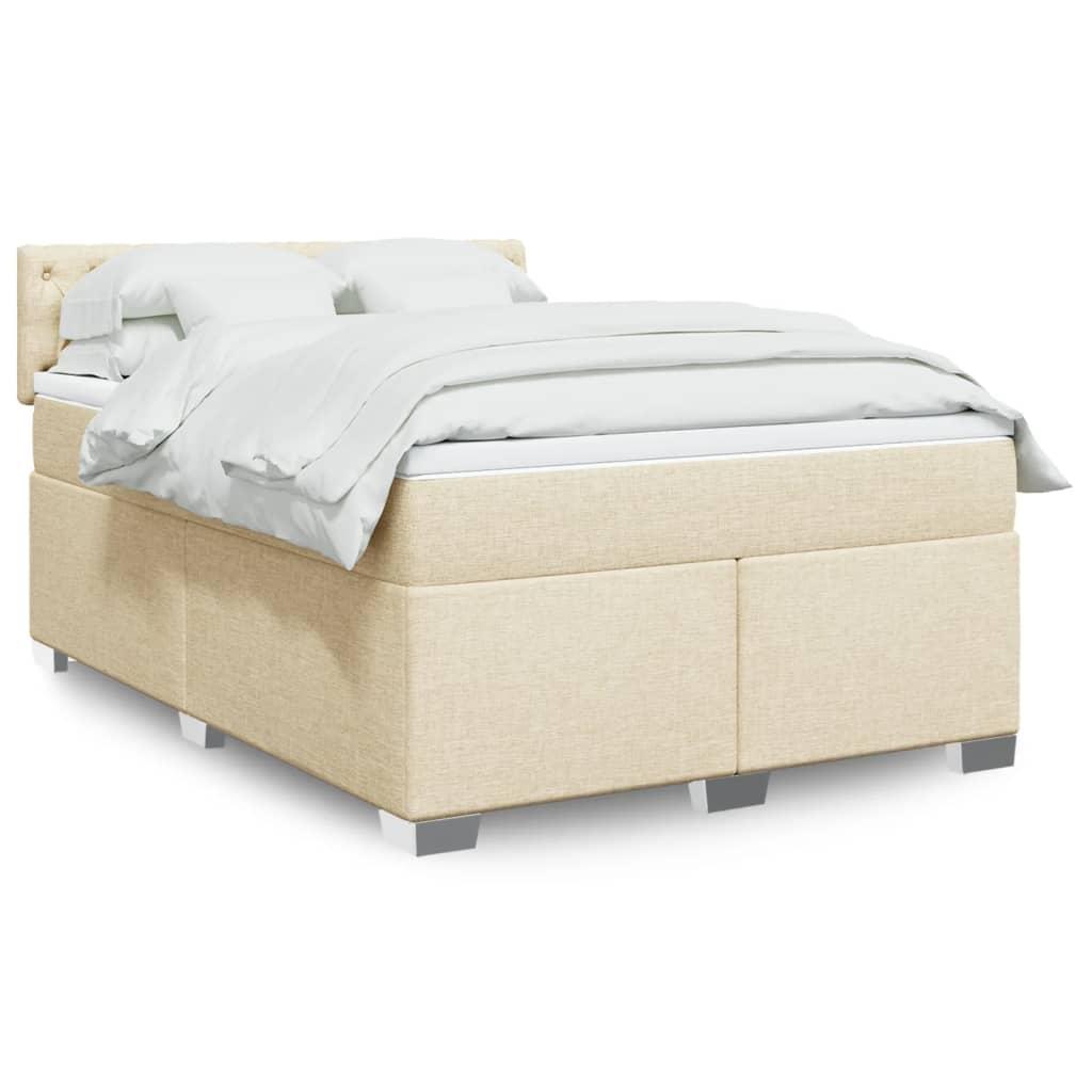 Kontinentalseng med madras og topmadras 160x200 cm - stof, cremefarvet billede