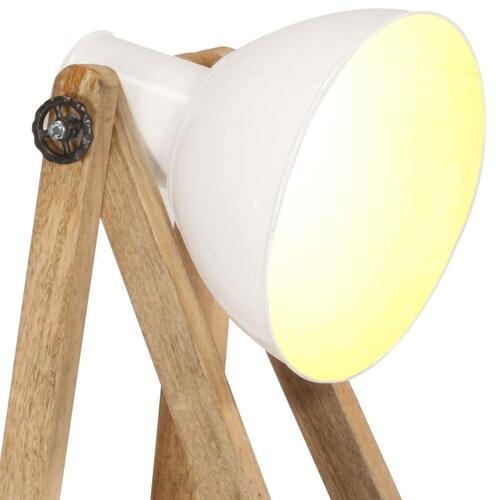 Gulvlampe E27 massivt mangotræ hvid