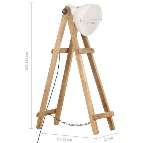 Gulvlampe E27 massivt mangotræ hvid