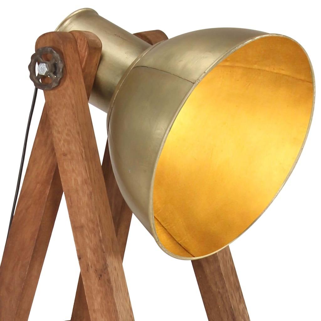 Gulvlamper 3 stk. E27 massivt mangotræ messingfarvet