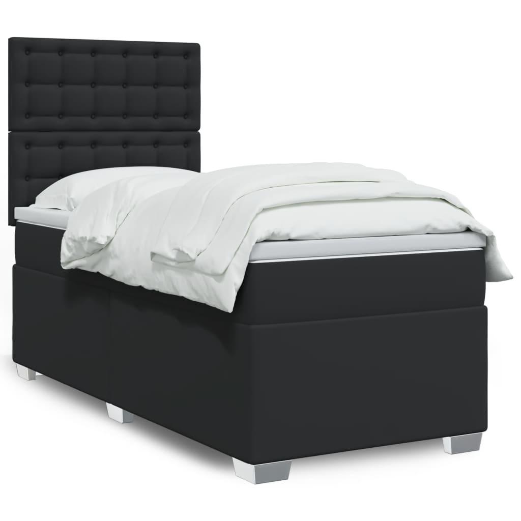 Kontinentalseng med madras 90x190 cm kunstlæder sort billede