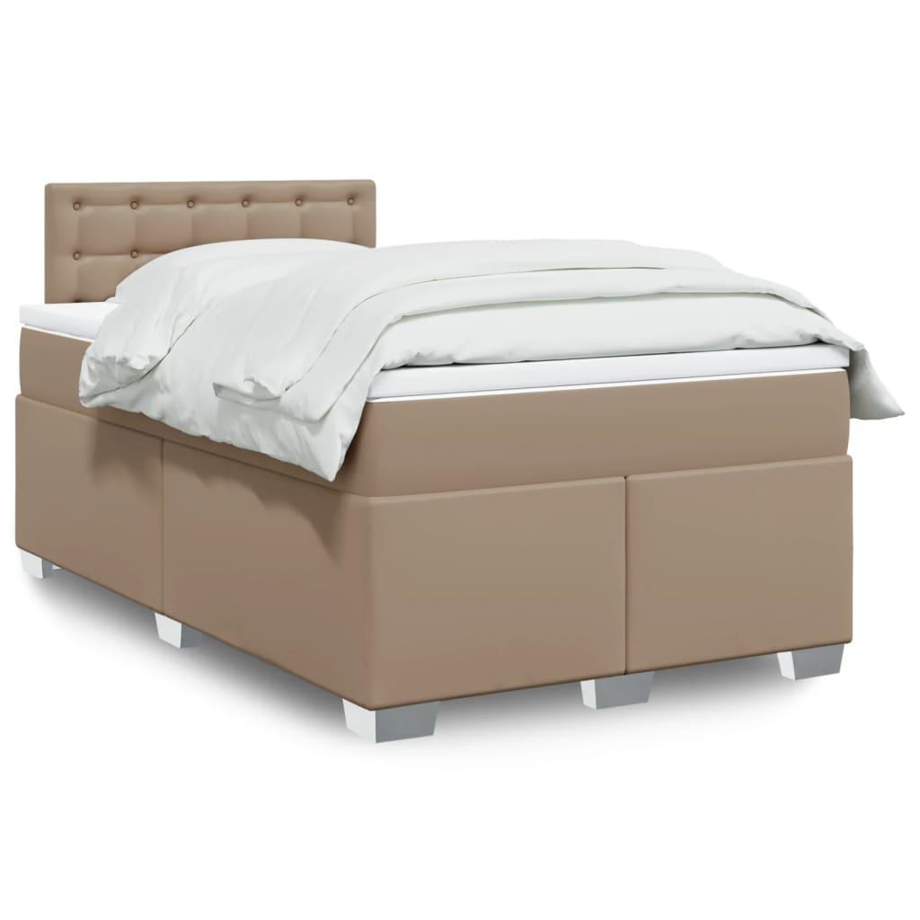 Kontinentalseng 120x200 cm kunstlæder cappuccinofarvet billede