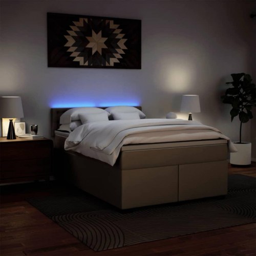 Kontinentalseng 140x200 cm kunstlæder cappuccinofarvet