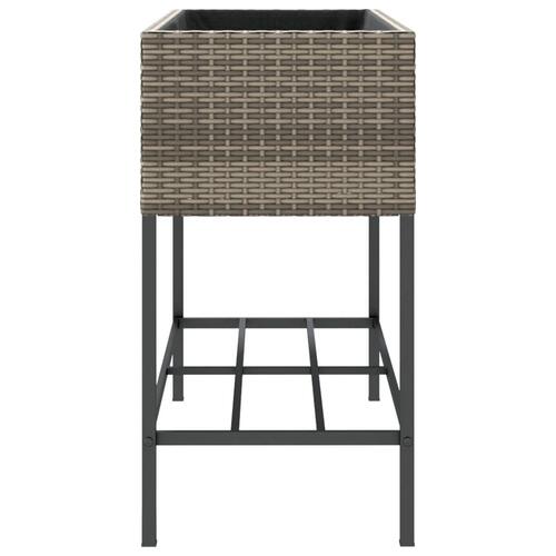 Plantekasser 2 stk. med hylde 90x40x75 cm polyrattan grå
